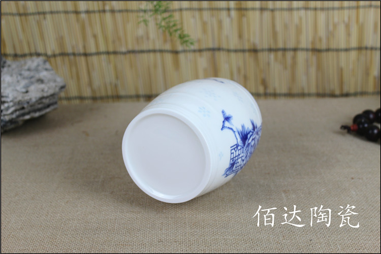 Bộ ấm trà bằng gốm sứ màu xanh và trắng hộp trà hộp trà đóng gói bể chứa con dấu bột bột nồi bầu bộ ấm trà
