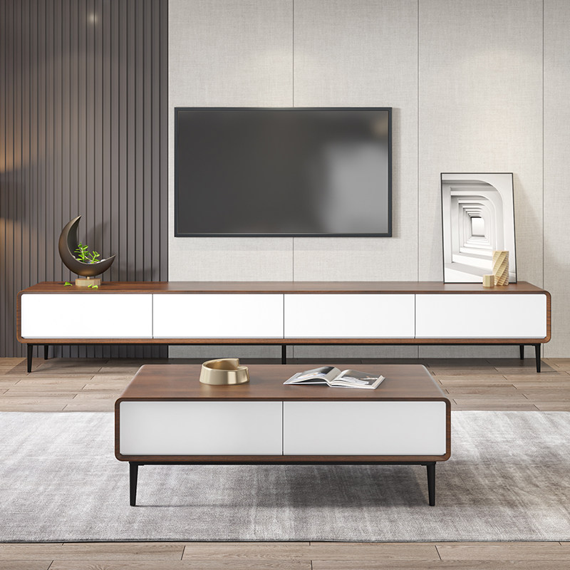 Nordic TV cabinet coffee table combination modern minimalist small and medium-sized living room minimalist TV cabinet floor cabinet 2 meters