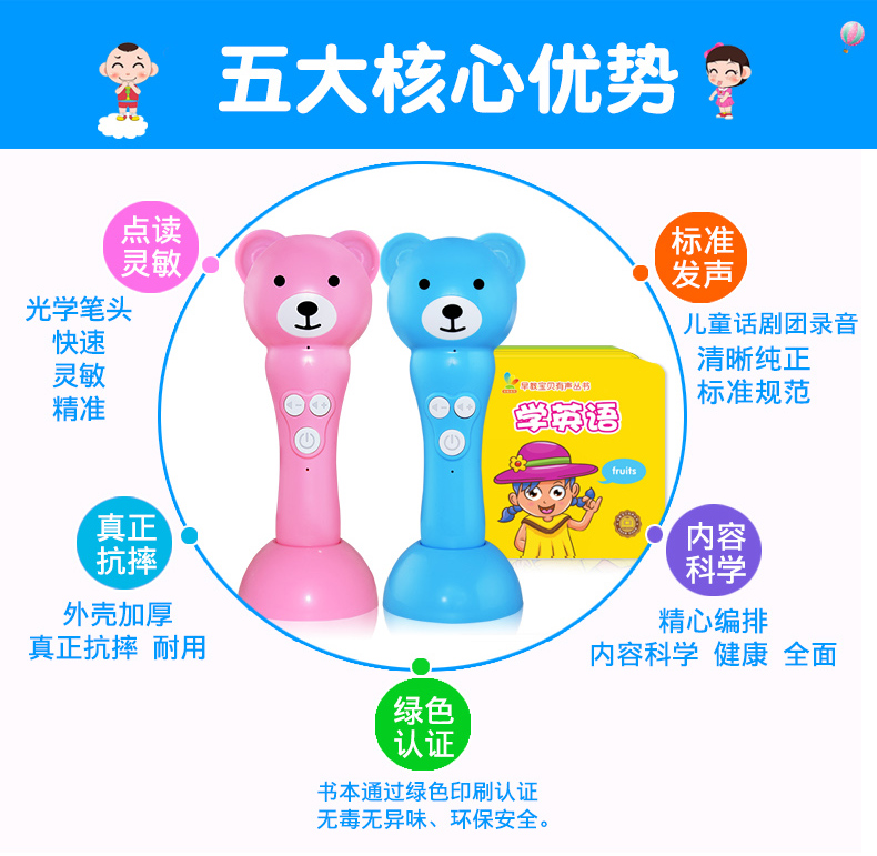 Aibili 0-6 tuổi Trẻ em đọc tiếng Anh Bút giáo dục mầm non giáo dục máy đọc sách trẻ em đồ chơi giáo dục - Đồ chơi giáo dục sớm / robot robot âm nhạc