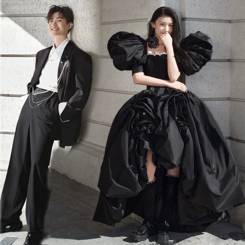 Реквизит для фотографии для влюбленных, ретро свадебное платье, накидка, рукава фонарики, юбка-пачка