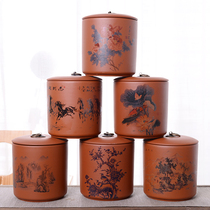 Zisha tea jar ceramic large 1kg moisture proof jar gift box Puer tea storage tank household loose tea sealing tank