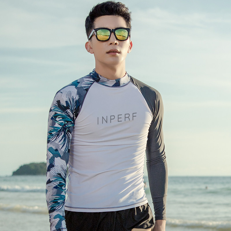 Men's swimsuit Two-piece long sleeve sunscreen quick-drying swimming top Hot spring snorkeling surf suit Jellyfish wetsuit set