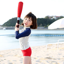 2020 new childrens quick-drying swimsuit fashion Korean baseball baby girl split swimsuit swimming cap three-piece set