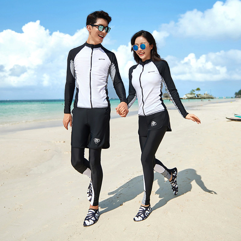 2021 new diving suit for women to cover belly and look thin Conservative split swimsuit Korean long-sleeved sunscreen quick-drying jellyfish suit