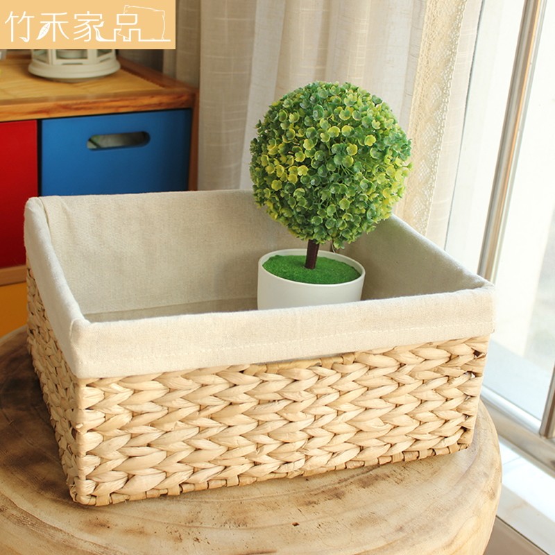 Japanese-style Handicrafts Family Handle Basket Desktop Debris Blue Toy Cosmetics Snacking Box