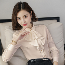 Snowspun Shirt Woman Long Sleeve 2019 Spring Dress New Han Van Ols temperament to underfix a lotus leaf edge almond-coloured lining