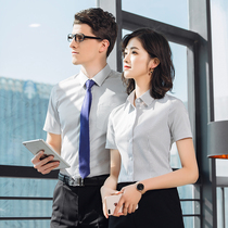 Short Sleeve Striped Shirt Woman Summer Dress Temperament Men And Women Cotooling 4S Car Sales Workwear Professional Liner Clothing