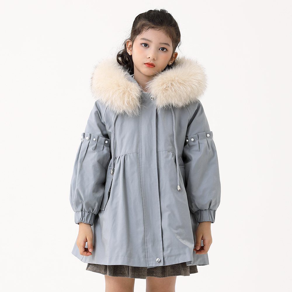 Children's leather grass Girls among children Rex Rabbit Maoists overcome coat fox Grand-fur collar Korean version thickened foreign pie coat