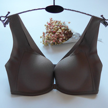 Underwear womens no steel ring gathered small chest glossy non-trace anti-external expansion sub-breast mid-thick vest style front button bra