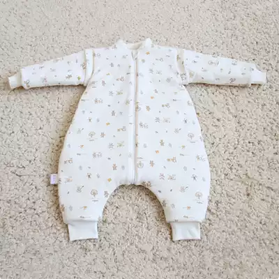 Baby split sleeping bag baby colored cotton anti-kicking by children's cotton autumn and winter thick climbing clothes