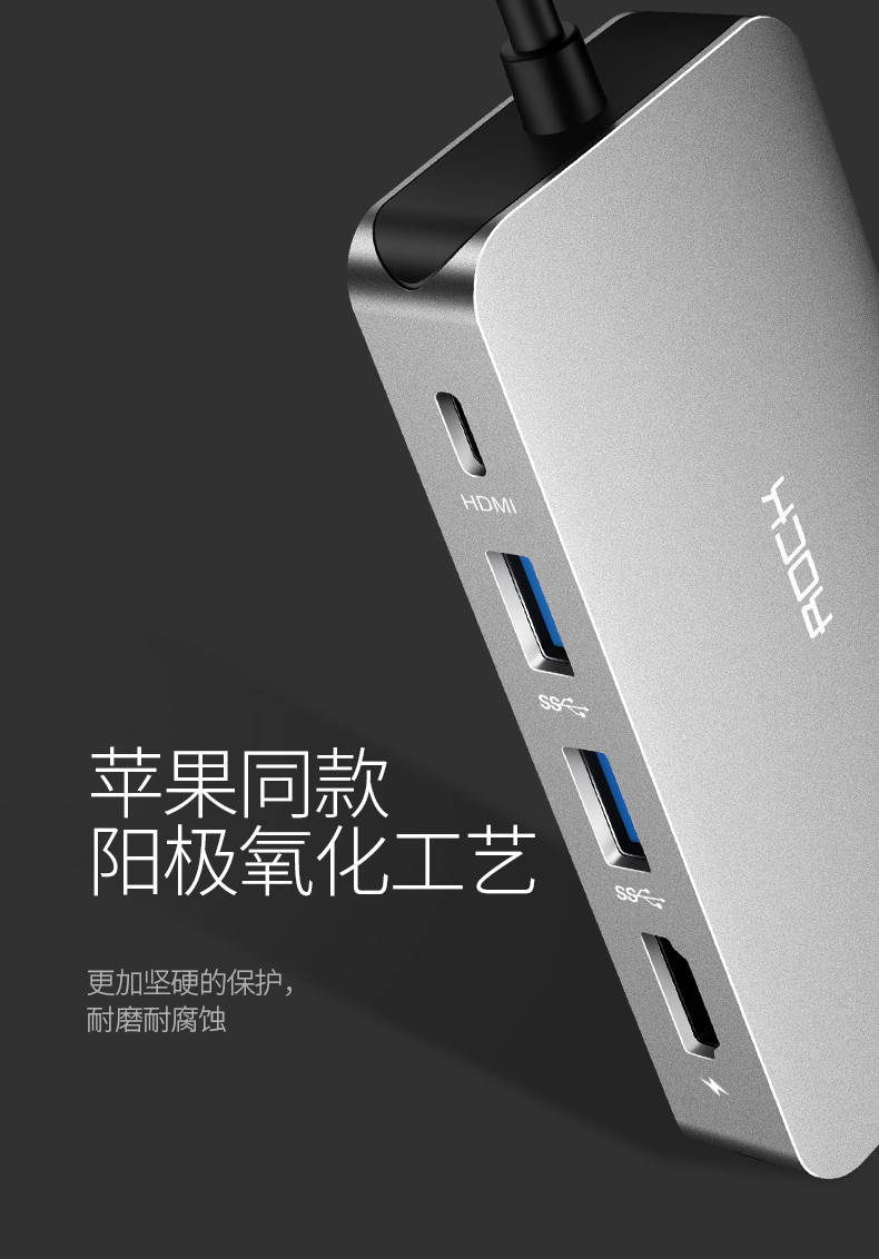 ROCK Máy tính Apple chuyển đổi dòng loại c-dock mở rộng hdmi kê USB bộ chuyển đổi mạng mở rộng cổng máy tính xách tay Huawei macbook sét 2 máy chiếu pro video Ethernet - USB Aaccessories quạt kẹp