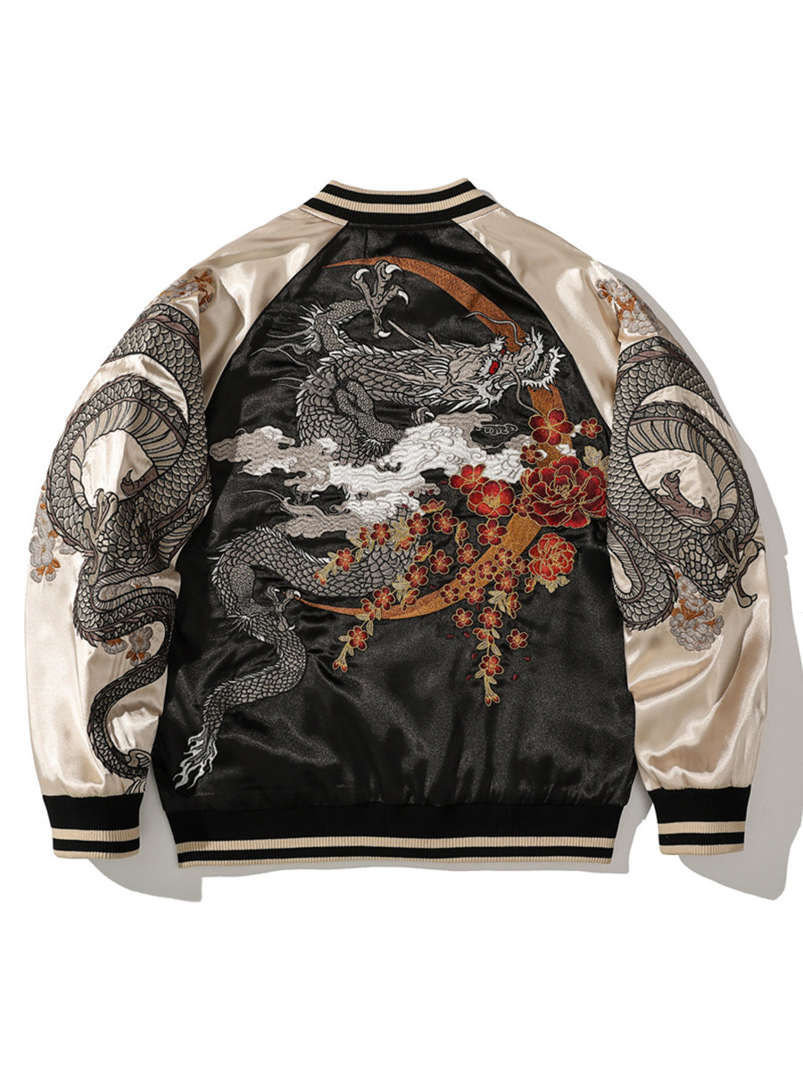 Yokosuka Dragon Embroidered Baseball Jacket Spring and Autumn Unisex Jacket National Trend Heavy Craftsmanship Couple Chinese Style Niche Top