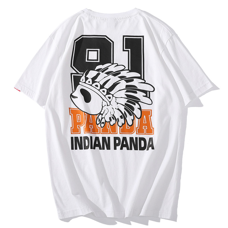 Panda Group India Cartoon Chief Panda Male T-shirt Casual Jersey Short Sleeve Pure Cotton Street Tide Card Female Half Sleeve