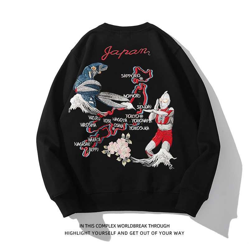 Autumn and winter embroidered round collar men's boarder Cartoon necropolis for the first time Ottmann Wars Monsters Baltan Martians