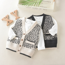 Boys sweater cardigan vest spring thin 2021 new autumn children foreign-style baby knitted waistcoat vest