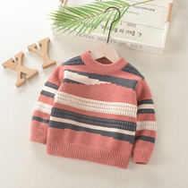 Childrens sweater boys spring and autumn foreign style striped wild baby knitted pullover jacket Children Baby autumn and winter clothes