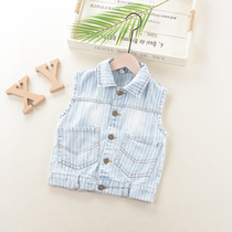 Children baby cowboy waistcoat spring and autumn 2021 new foreign boy girl coat vest waistcoat waistband