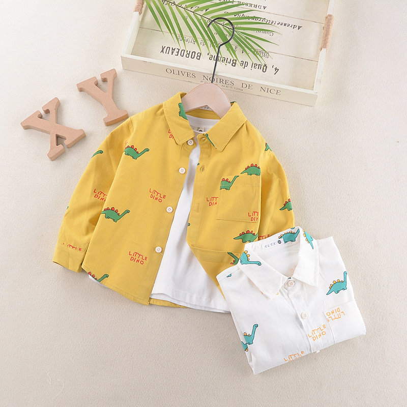 Children's long sleeve shirt spring and autumn boys baby cartoon dinosaur shirt 2021 Spring children's clothing children's coat