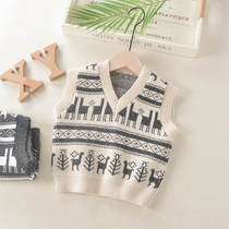 2021 Spring and Autumn New Children Boys Korean Knitted West Children Baby Cardigan Sweater Vest Tide