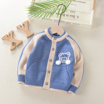 2021 spring and autumn boys cardigan female baby cartoon sweater childrens coat knitwear baby Autumn Korean version