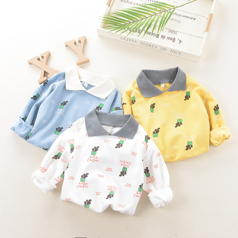 2021 spring and autumn clothes new boys long sleeve polo shirt Children Baby Korean version of foreign pie lapel T-shirt