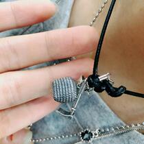 2019 new European genuine black oil wax rope dustpan ingot silver pendant wild Western style new fashion necklace female