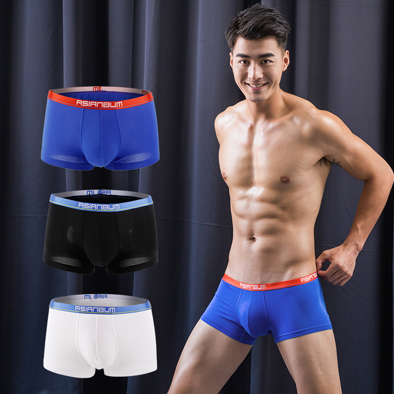 Asianbum 3 mặc Mordale mens thể thao quần lót-eo thấp quần sexy phẳng góc u lồi không thể lay chuyển bốn-góc quần nĩa.