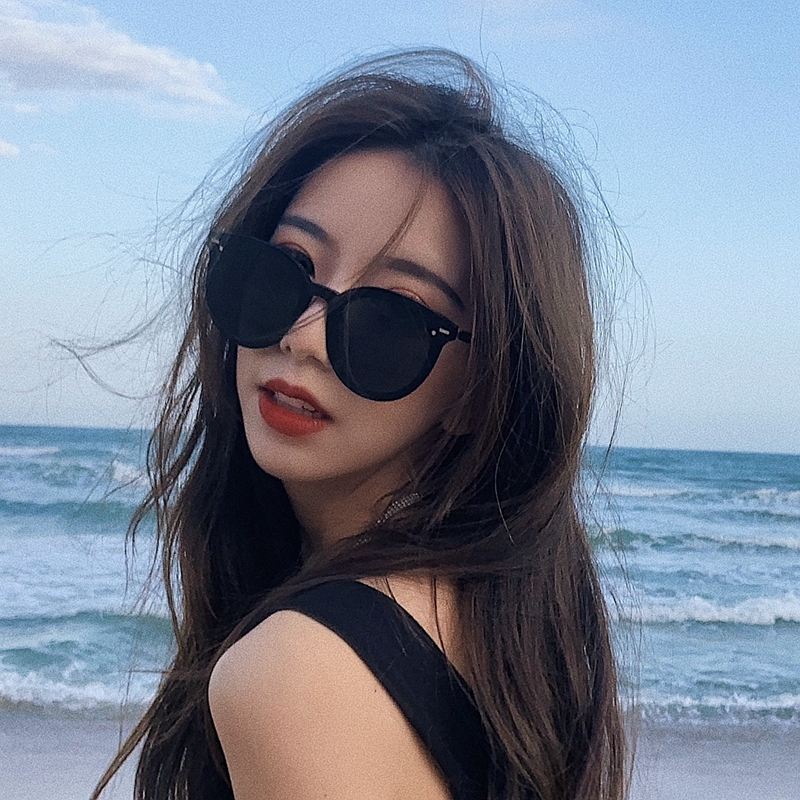Seaside sunshade polarized sunglasses female large frame face small glasses tide Korean version beach vacation summer sunglasses elegant