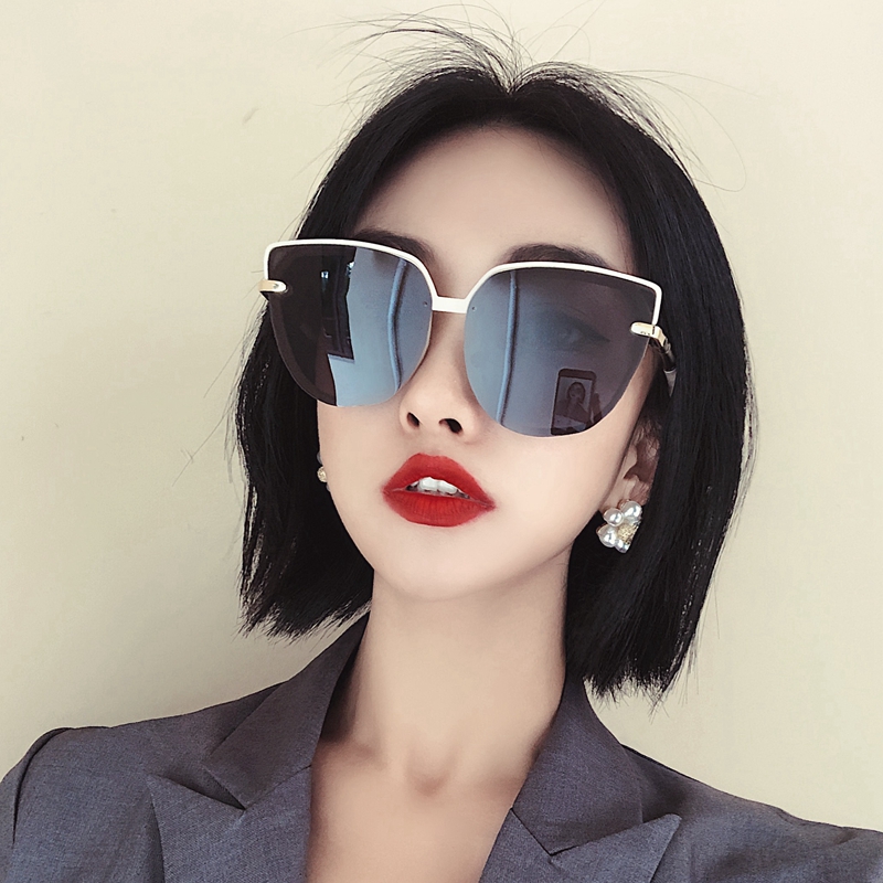 Sun shade sun-proof sunglasses net red super large frame glasses round face white polarized sunglasses woman face driving mirror