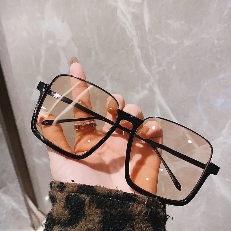Personality half-frame transparent tea color sunglasses female light color net reddits personality small red book sunglasses vegan glasses men