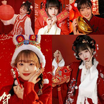 Hanfu paired with tiger hat candy gourd for networking red photo studio Spring Festival shooting props New Year Decorative Pendant