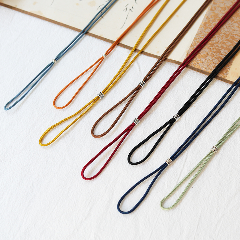 S925 Silver Mulberry Silk Peace Buckle Lanyard Braided Rope Gold Pendant Lanyard Handmade Woven Ring Lanyard Necklace Cord