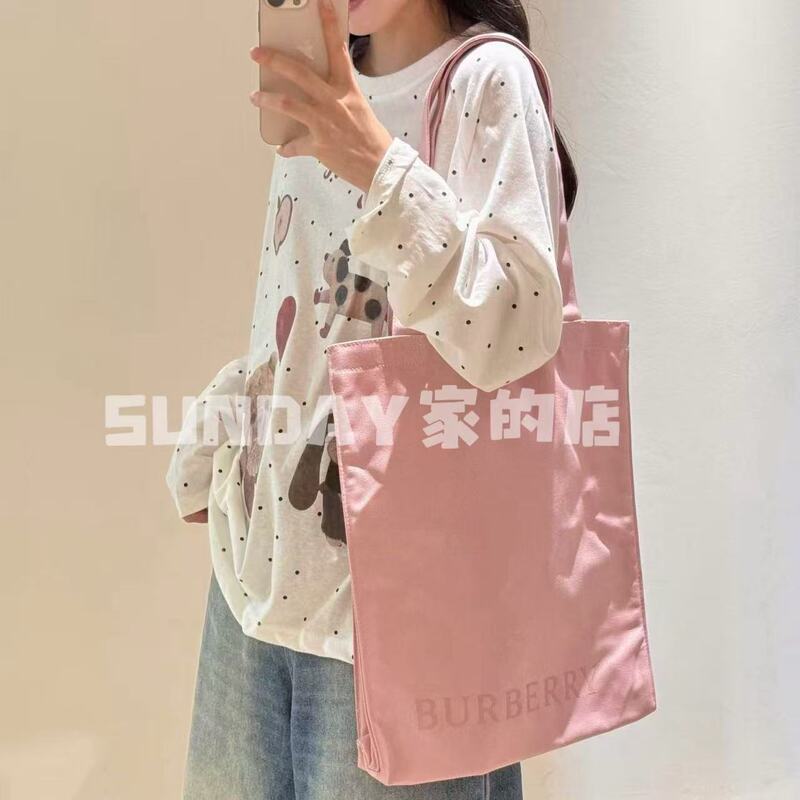 Around the National Store~ Burberry Gift Pink Canvas Bag Large Capacity Tote Bag Handbag