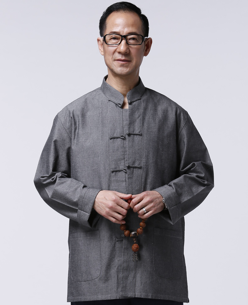 Nam trung niên Tang phù hợp với xuân hè mùa thu tay dài khóa cotton Trung Quốc gió cha ông Tang trang phục dân tộc thái