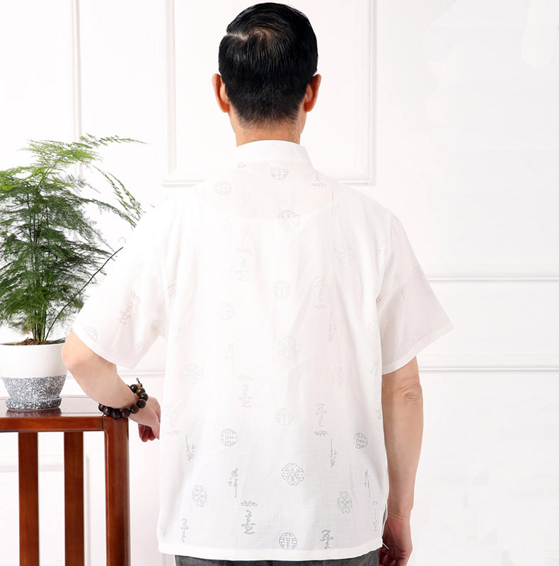 Trang phục thường niên trung niên thô vải mùa hè áo gió quốc gia trang phục nam quần áo nam Tang phù hợp với 2017 đồ bộ kiểu