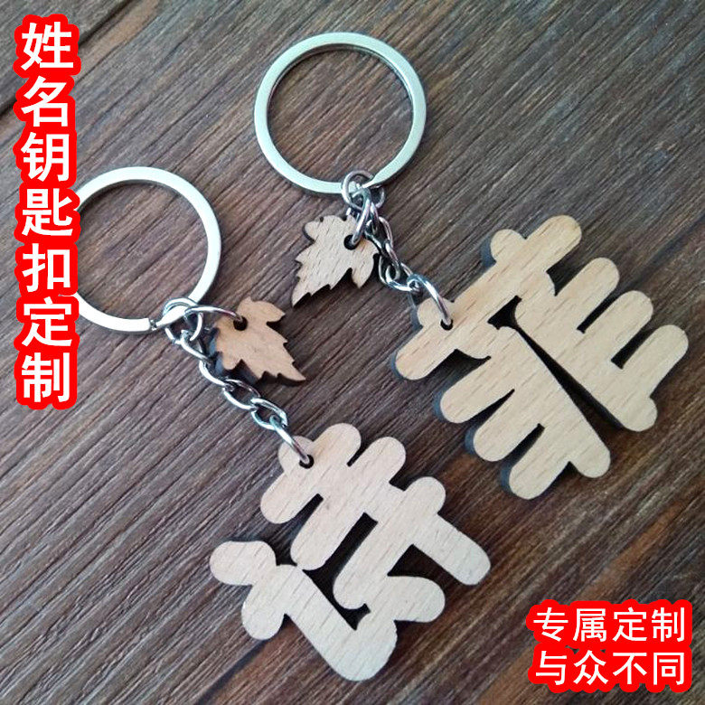 Listed surname Baijia surname keychain men and women creative gift key card mobile phone ornaments name card schoolbag