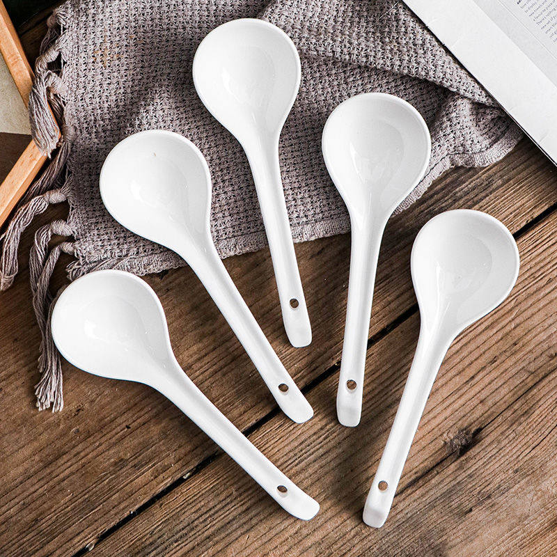 Ceramic extended small spoon cute household long-handled noodle spoon swan spoon meal spoon flour porridge spoon