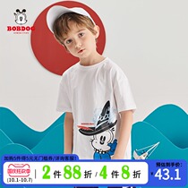 Babu childrens clothes childrens T-shirt 2021 summer new foreign style cartoon boy short sleeve round neck leisure wild tide