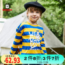Babu Bean childrens clothing Boys long-sleeved T-shirt Striped Foreign style childrens casual wear clothes base shirt Korean version of the tide