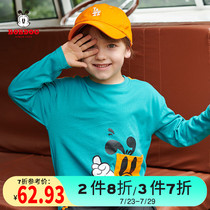 Babu bean childrens clothing Boys long-sleeved T-shirt Pure cotton cartoon childrens baby outside the spring and autumn new top Korean version of the tide