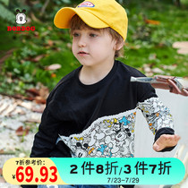 Babu bean childrens clothing Boys long-sleeved T-shirt Spring new foreign style wear childrens tops Korean version of handsome base T-tide