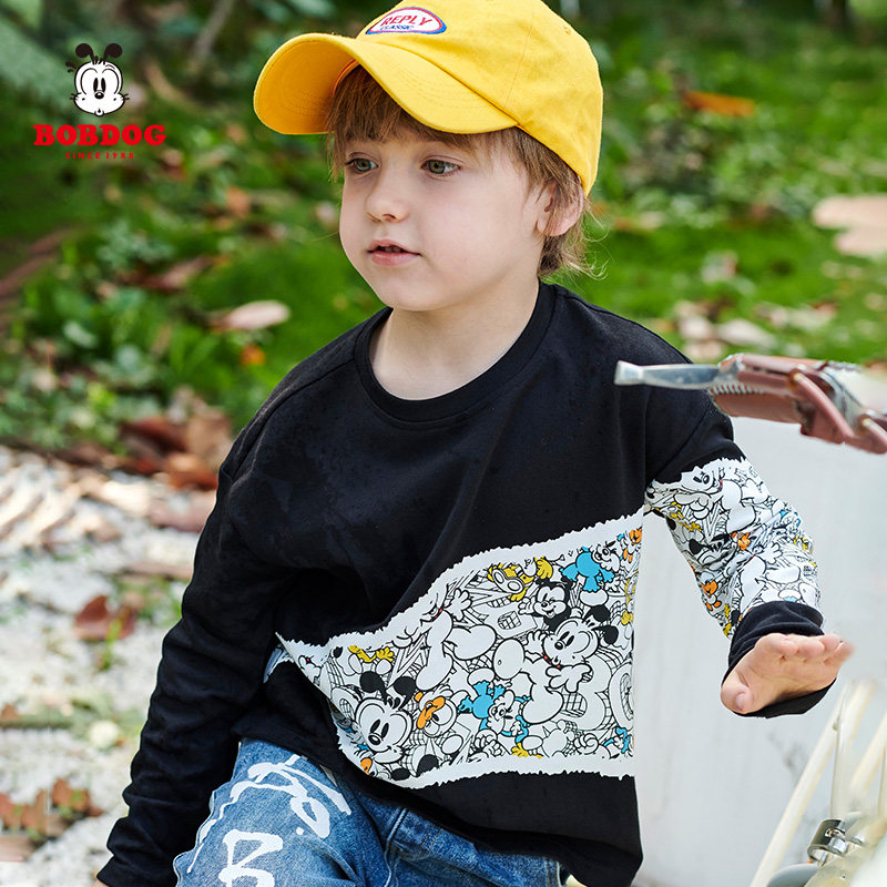 Bobo boy long-sleeved T-shirt spring 2022 new foreign style outside wear children's top Korean version handsome bottoming shirt