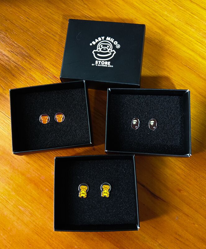 Original Foreign Trade Ape Head B@Pe Milo Earrings, Fashionable Monkey Cartoon Casual Trendy Brand Accessories for Men and Women