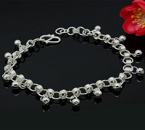 999 sterling silver Lucky Bell anklet adult dumbbell ankle chain Bohemian girl Valentine gift