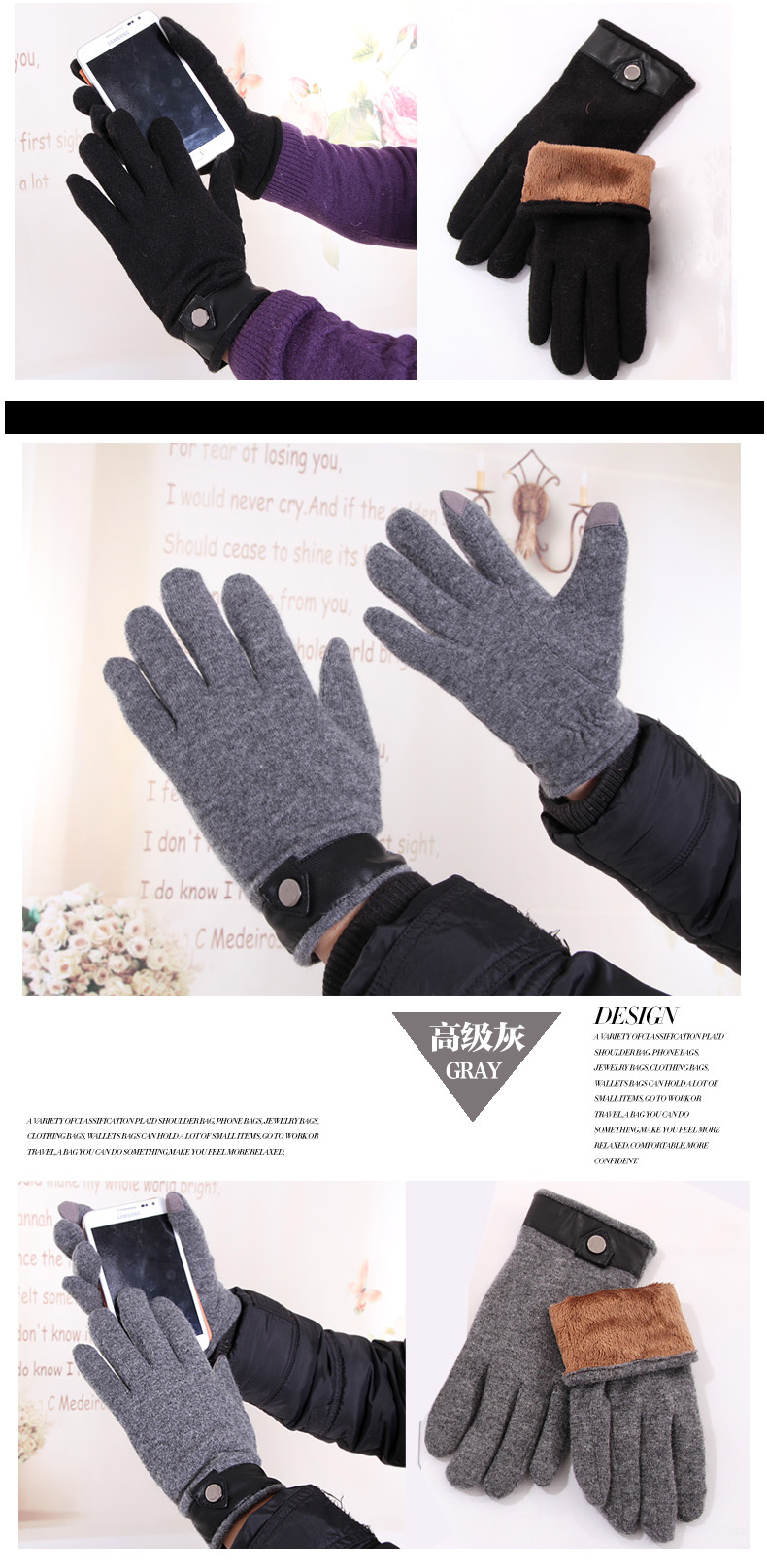 Gants pour homme en Laine Cachemire - Ref 2782640 Image 24