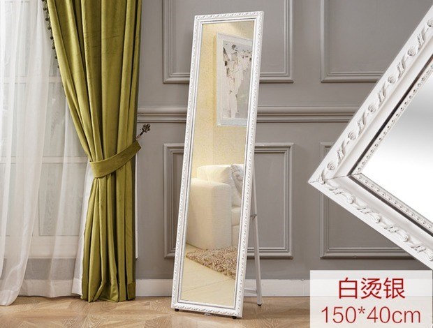 Gương trang điểm đầy đủ chiều dài gương sàn phòng ngủ phòng khách treo tường gương cửa hàng quần áo sử dụng kép phù hợp gương rắn gỗ châu Âu gương - Gương gương tròn