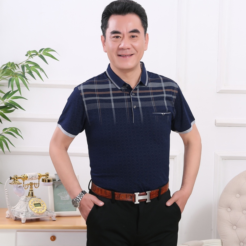 Cha ngắn tay t-shirt mùa hè 40-50 tuổi người đàn ông trung niên của mùa hè polo áo sơ mi trung niên cha dài tay quần áo