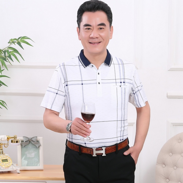 Cha ngắn tay t-shirt mùa hè 40-50 tuổi người đàn ông trung niên của mùa hè polo áo sơ mi trung niên cha dài tay quần áo