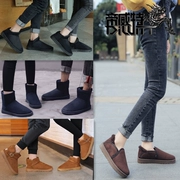 Booties mùa đông tuyết nữ đơn giản cổ điển phẳng ngắn khởi động dày cộng với nhung ấm bông cotton giày sinh viên