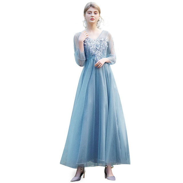 Bridesmaid dress 2022 new female bridesmaid group dress sister skirt boudoir honey skirt simple chorus dress skirt blue winter